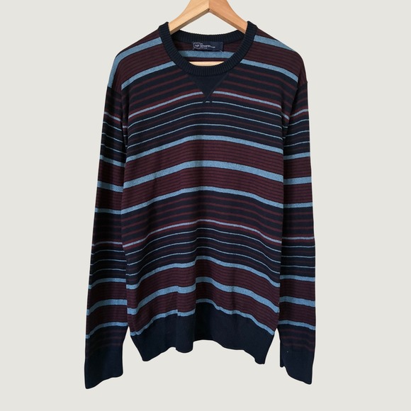 GAP Other - Gap Mens XL Cotton Cashmere Striped Crewneck Sweater Navy Blue  Knit Minimalist